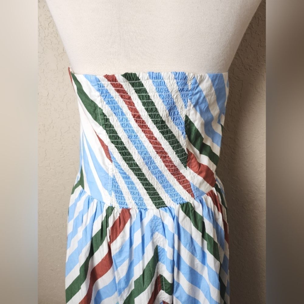 Maeve Anthropologie Halter Midi Sundress Striped Neutral Mot Size M - Picture 9 of 11